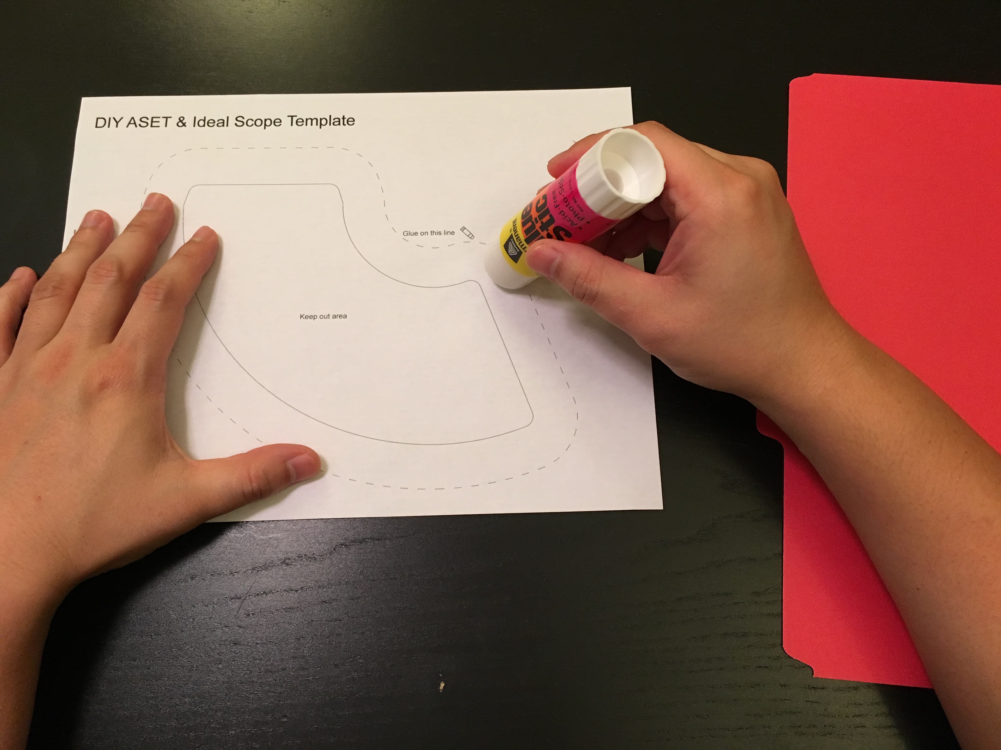 Gluing template to back